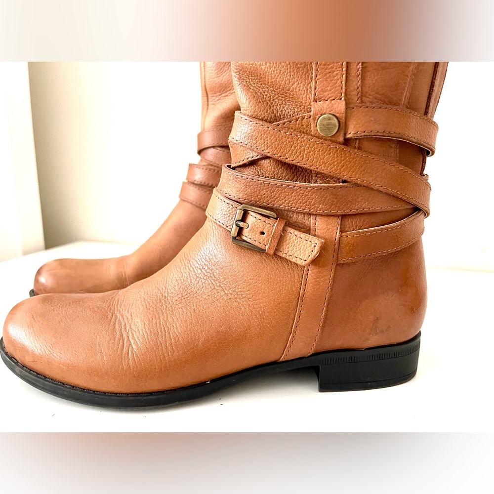 Naturalizer Tan Leather Knee-High Boots 7W - Picture 3 of 11